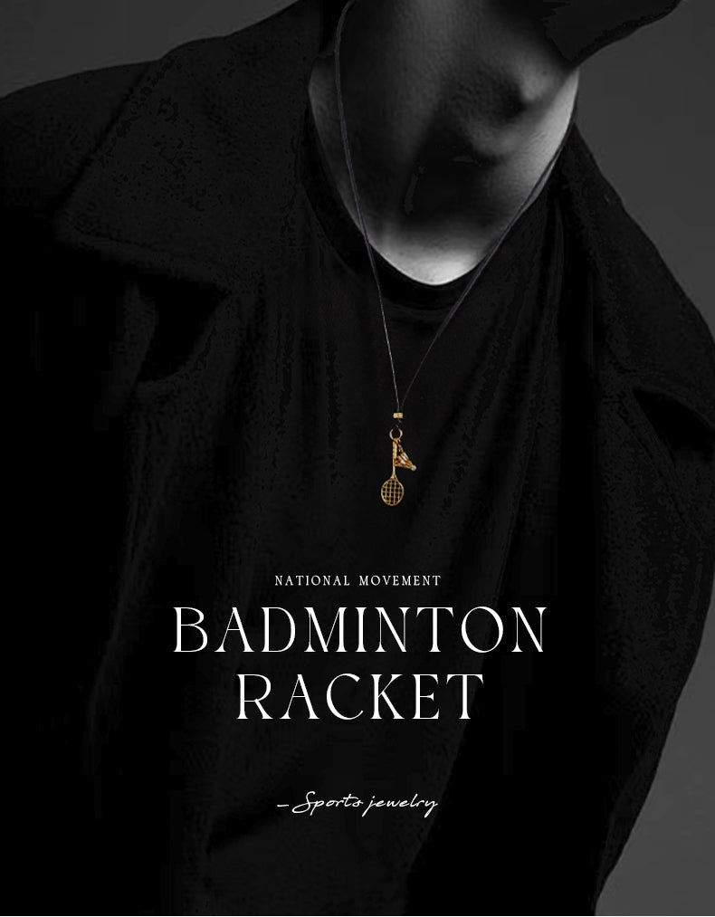 ONESWEAR Badminton Racquet & Shuttlecock Cord Necklace (Gold Vermeil)