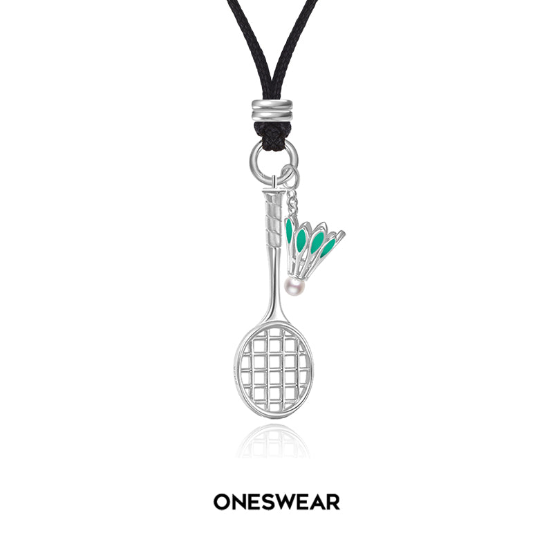 ONESWEAR Badminton Racquet & Shuttlecock Cord Necklace (Gold Vermeil)