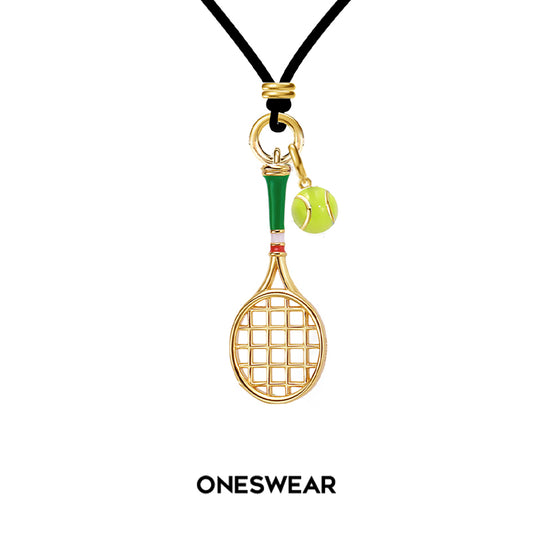 ONESWEAR Tennis Racquet Men's Cord Necklace (Green)