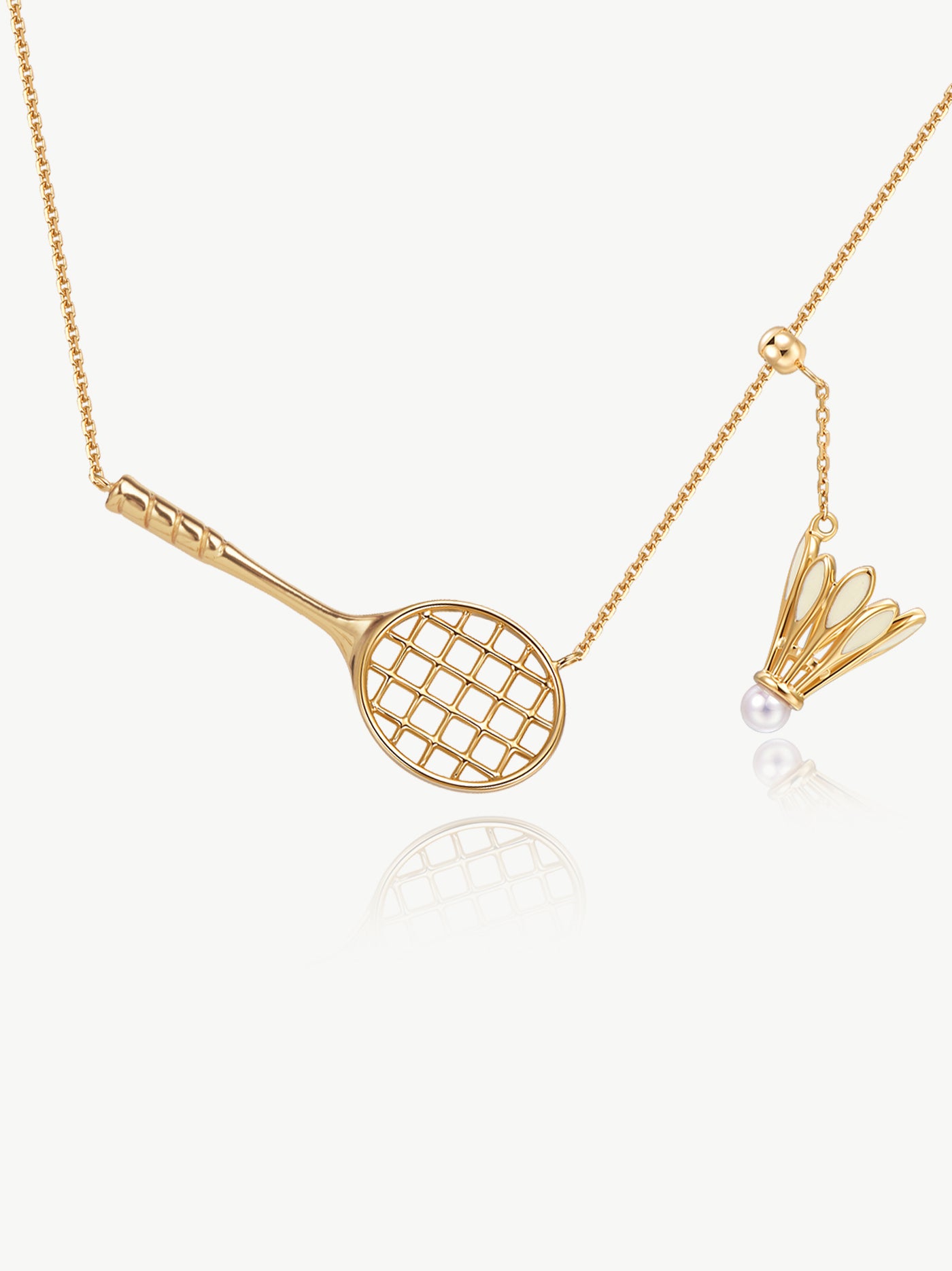 ONESWEAR Badminton Racquet & Shuttlecock Necklace (18K white gold plating)