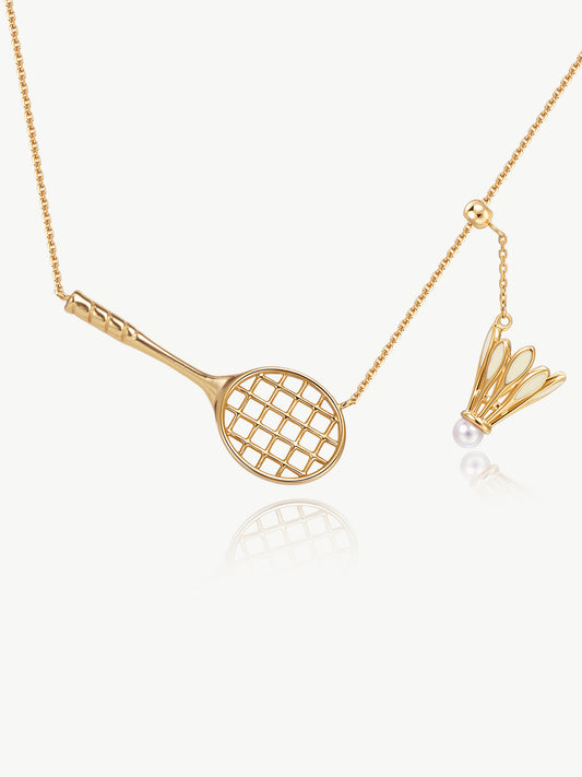 ONESWEAR Badminton Racquet & Shuttlecock Necklace (18K gold plating)