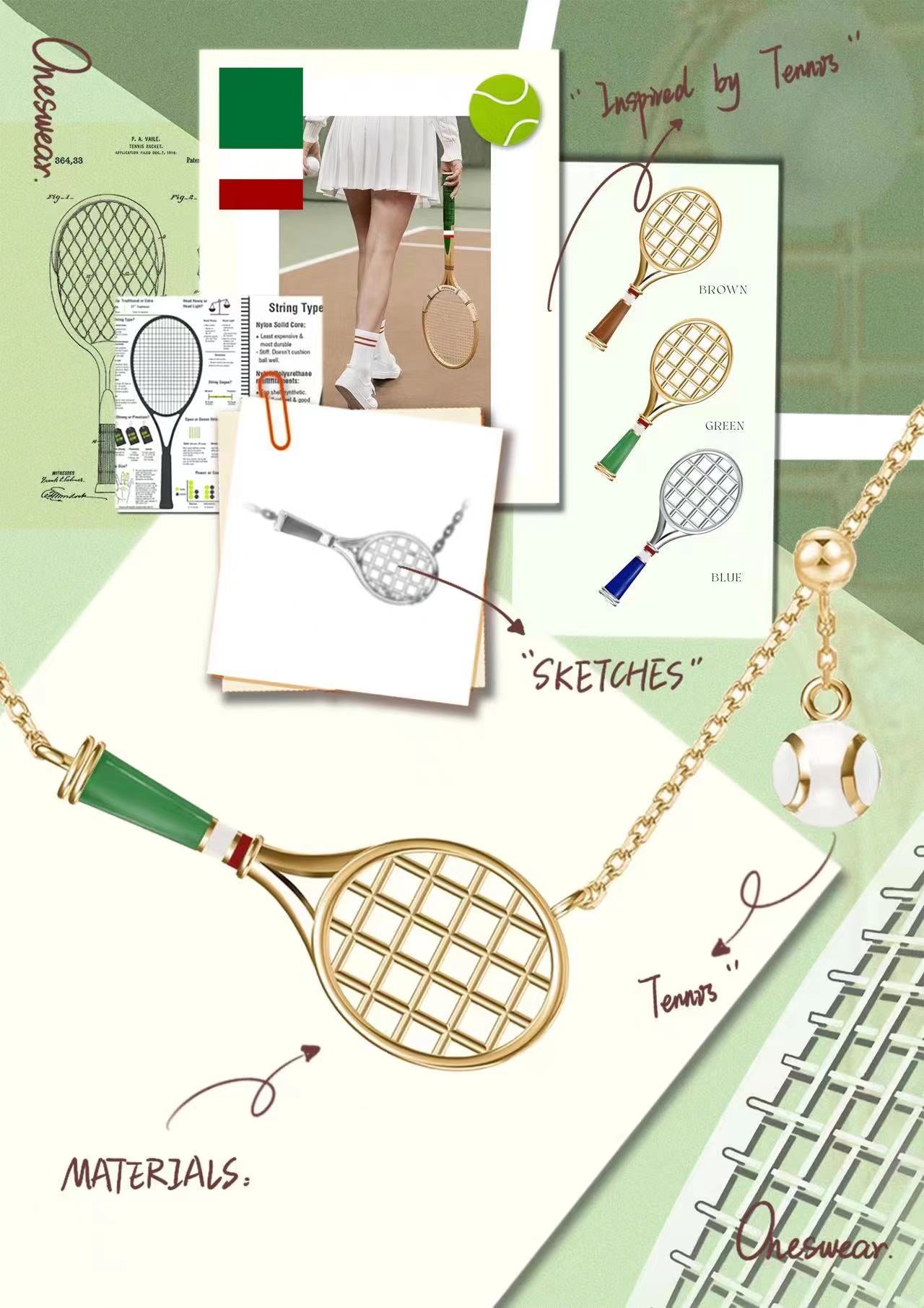 ONESWEAR Tennis Racquet Necklace (Green)